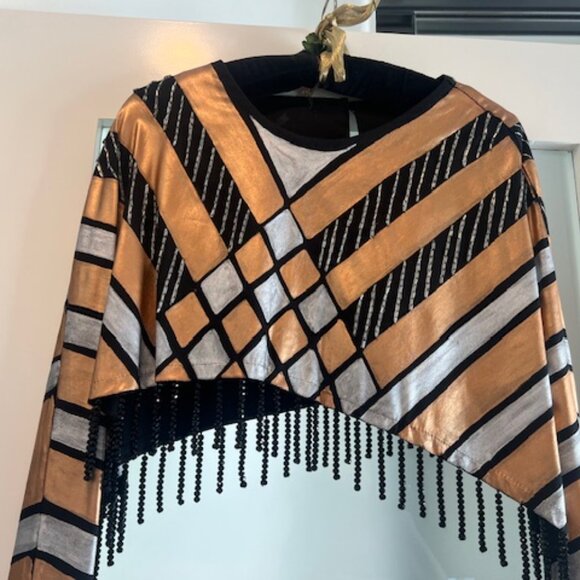 Hand painted Shawl/Poncho with sequins and beads, Small - Medium - Picture 4 of 8